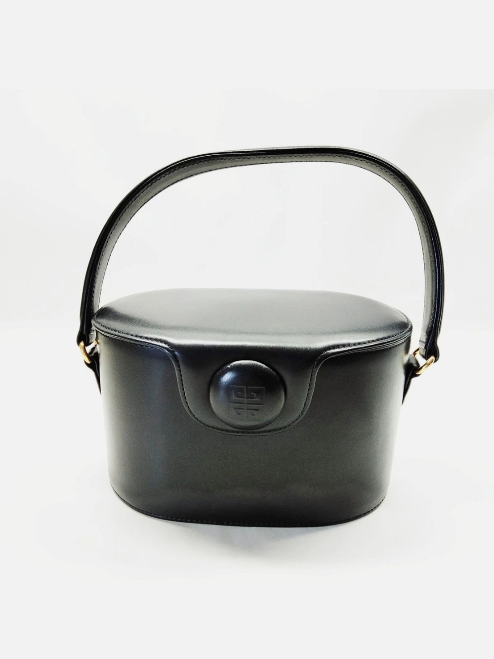 EUC Givenchy Vintage Black Leather Vanity Bag Top-Handle Handbag